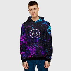 Толстовка-худи мужская GLITCH SMILE ГЛИТЧ СМАЙЛ, цвет: 3D-черный — фото 2