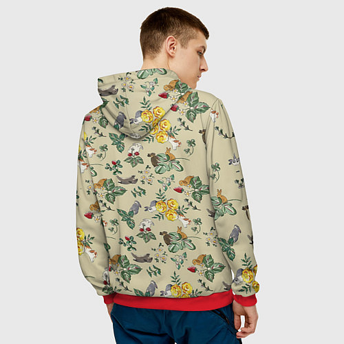 Мужская толстовка Зайчики с Цветочками / 3D-Красный – фото 4
