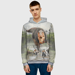 Толстовка-худи мужская Т-Рекс Динозавр Dino Z, цвет: 3D-меланж — фото 2