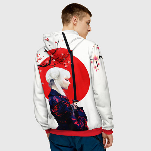 Мужская толстовка НАД ВЕТВЯМИ САКУРЫ / 3D-Красный – фото 4