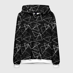 Толстовка-худи мужская Черно-белый геометрический, цвет: 3D-белый