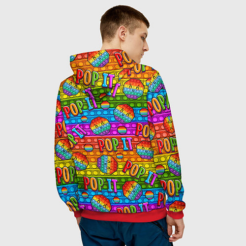 Мужская толстовка POP IT SMILE ПОП ИТ ПУПЫРКА / 3D-Красный – фото 4