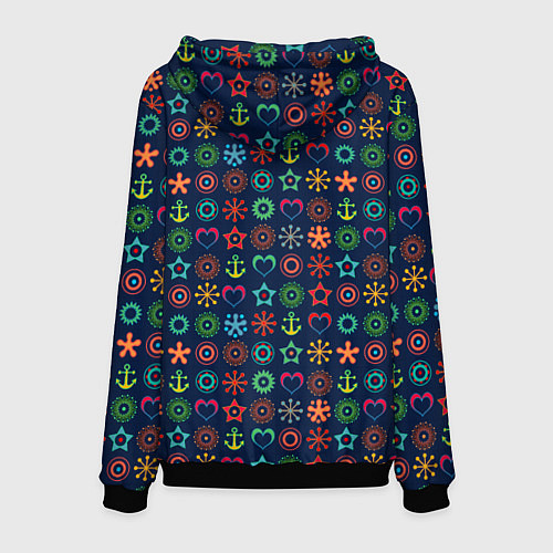 Мужская толстовка Морской разноцветный узор / 3D-Черный – фото 2