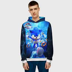 Толстовка-худи мужская SONIC СИНИЙ ЁЖ Z, цвет: 3D-белый — фото 2