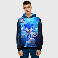Толстовка-худи мужская SONIC СИНИЙ ЁЖ Z, цвет: 3D-черный — фото 2