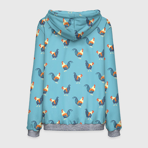 Мужская толстовка Петушки паттерн / 3D-Меланж – фото 2