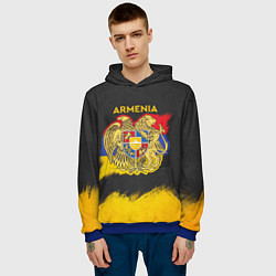 Толстовка-худи мужская Yellow and Black Armenia, цвет: 3D-синий — фото 2