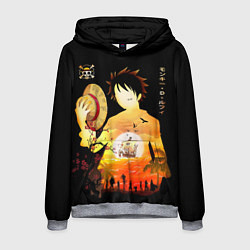 Толстовка-худи мужская Силуэт Луффи One piece, цвет: 3D-меланж