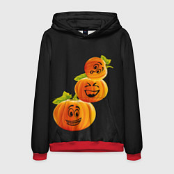 Толстовка-худи мужская Хэллоуин смешные тыквы, цвет: 3D-красный