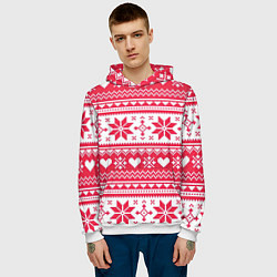 Толстовка-худи мужская Новогодний уют, цвет: 3D-белый — фото 2