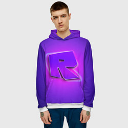 Толстовка-худи мужская ROBLOX NEON LOGO РОБЛОКС, цвет: 3D-белый — фото 2