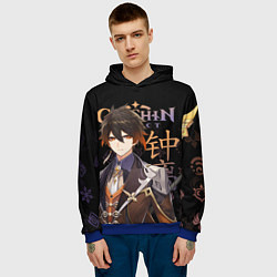 Толстовка-худи мужская Чжун Ли, Genshin Impact, цвет: 3D-синий — фото 2