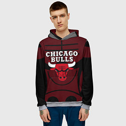 Толстовка-худи мужская CHICAGO BULLS ЧИКАГО БУЛЛС НА ФОНЕ, цвет: 3D-меланж — фото 2