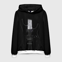 Толстовка-худи мужская ЧЕРНАЯ ЭЛЕКТРОГИТАРА, цвет: 3D-белый