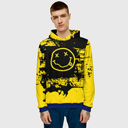 Толстовка-худи мужская Нирвана Гранж Nirvana Smile, цвет: 3D-синий — фото 2