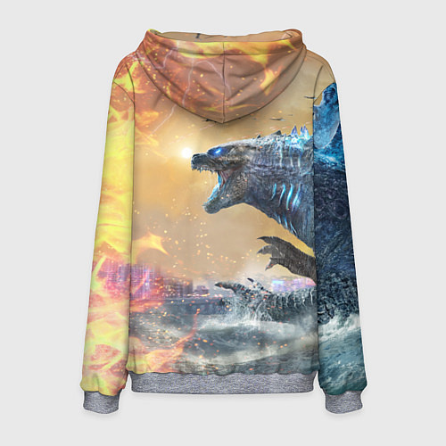 Мужская толстовка ГОДЗИЛЛА АТАКУЕТ! / 3D-Меланж – фото 2