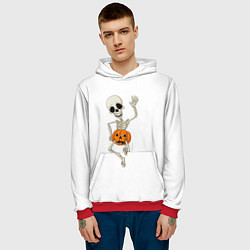 Толстовка-худи мужская Скелет в тыкве, цвет: 3D-красный — фото 2