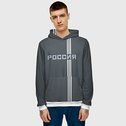 Толстовка-худи мужская Россия, цвет: 3D-белый — фото 2
