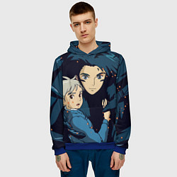 Толстовка-худи мужская Ходячий замок Софи и Хаул летят, цвет: 3D-синий — фото 2