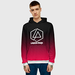 Толстовка-худи мужская LINKIN PARK LOGO CARBON, цвет: 3D-белый — фото 2