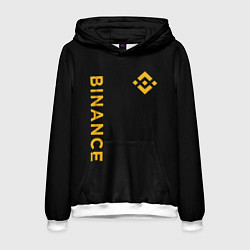 Толстовка-худи мужская БИНАНС ЛОГО КАРБОН BINANCE LOGO, цвет: 3D-белый