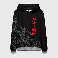 Толстовка-худи мужская SCARLXRD JAPAN STYLE ИЕРОГЛИФЫ, цвет: 3D-меланж