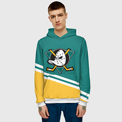Толстовка-худи мужская Анахайм Дакс, NHL, цвет: 3D-белый — фото 2
