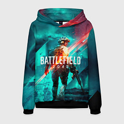 Толстовка-худи мужская Battlefield 2042 игровой арт, цвет: 3D-черный