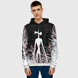 Толстовка-худи мужская СИРЕНОГОЛОВЫЙ ГЛИТЧ ЛЕС, КОСМОС, цвет: 3D-белый — фото 2