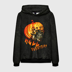 Толстовка-худи мужская Helloween череп тыква scull pumkin, цвет: 3D-черный