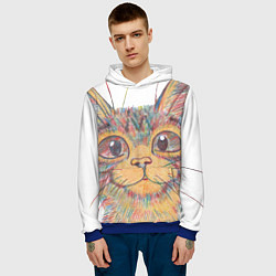 Толстовка-худи мужская A 018 Цветной кот, цвет: 3D-синий — фото 2