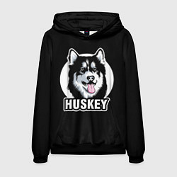 Толстовка-худи мужская Собака Хаски Husky, цвет: 3D-черный