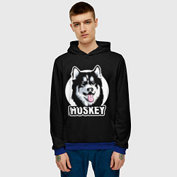 Толстовка-худи мужская Собака Хаски Husky, цвет: 3D-синий — фото 2