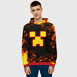 Толстовка-худи мужская ОГНЕННЫЙ КРИПЕР, МАЙНКРАФТ, цвет: 3D-красный — фото 2
