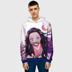 Толстовка-худи мужская Незуко Камадо Nezuko, цвет: 3D-синий — фото 2