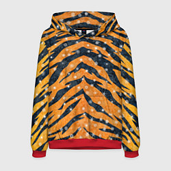 Толстовка-худи мужская Новогодняя шкура тигра, цвет: 3D-красный