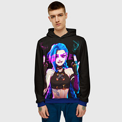 Толстовка-худи мужская Джинкс стреляет вверх Лига легенд Аркейн, цвет: 3D-синий — фото 2