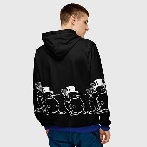 Мужская толстовка Снеговик на черном фоне / 3D-Синий – фото 4