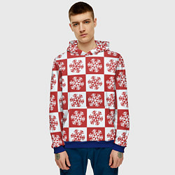 Толстовка-худи мужская Шахматные Снежинки, цвет: 3D-синий — фото 2