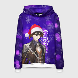 Толстовка-худи мужская НОВОГОДНИЙ GENSHIN IMPACT, ЧЖУН ЛИ, цвет: 3D-белый