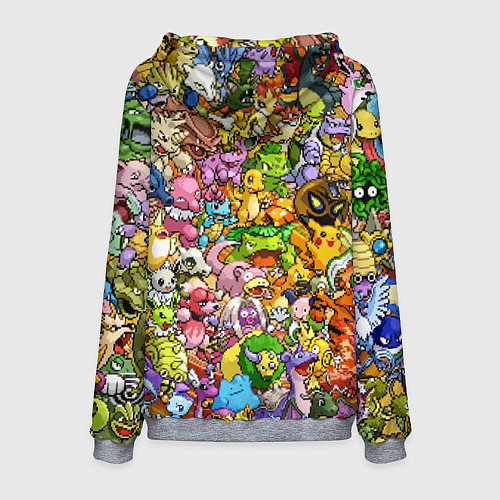 Мужская толстовка ПОКЕМОНЫ В ПИКСЕЛЯХ PIXEL POKEMON / 3D-Меланж – фото 2