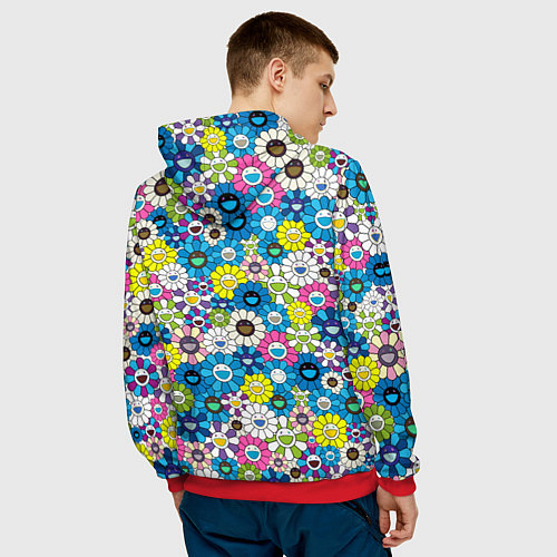 Мужская толстовка Takashi Murakami Улыбающиеся цветы / 3D-Красный – фото 4