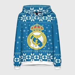 Толстовка-худи мужская Реал Мадрид Новогодний, цвет: 3D-белый