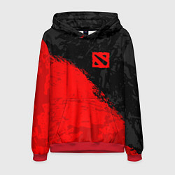 Толстовка-худи мужская DOTA 2 RED LOGO, БРЫЗГИ КРАСОК, цвет: 3D-красный