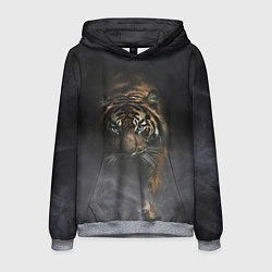 Толстовка-худи мужская Тигр в тумане, цвет: 3D-меланж