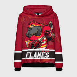 Толстовка-худи мужская Калгари Флэймз, Calgary Flames, цвет: 3D-черный