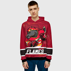 Толстовка-худи мужская Калгари Флэймз, Calgary Flames, цвет: 3D-черный — фото 2