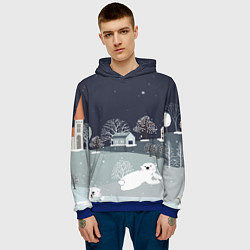 Толстовка-худи мужская Мишки 2022, цвет: 3D-синий — фото 2