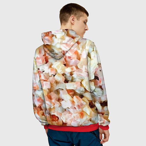 Мужская толстовка Салат Оливье Новогодняя Оливьешка / 3D-Красный – фото 4