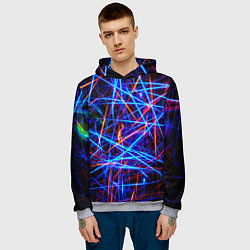 Толстовка-худи мужская NEON LINES Glowing Lines Effect, цвет: 3D-меланж — фото 2